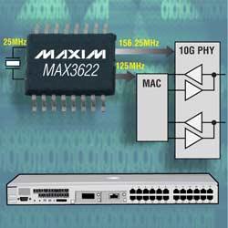 MAX3622：Maxim網絡設備用超低抖動、兩路輸出時鐘發生器